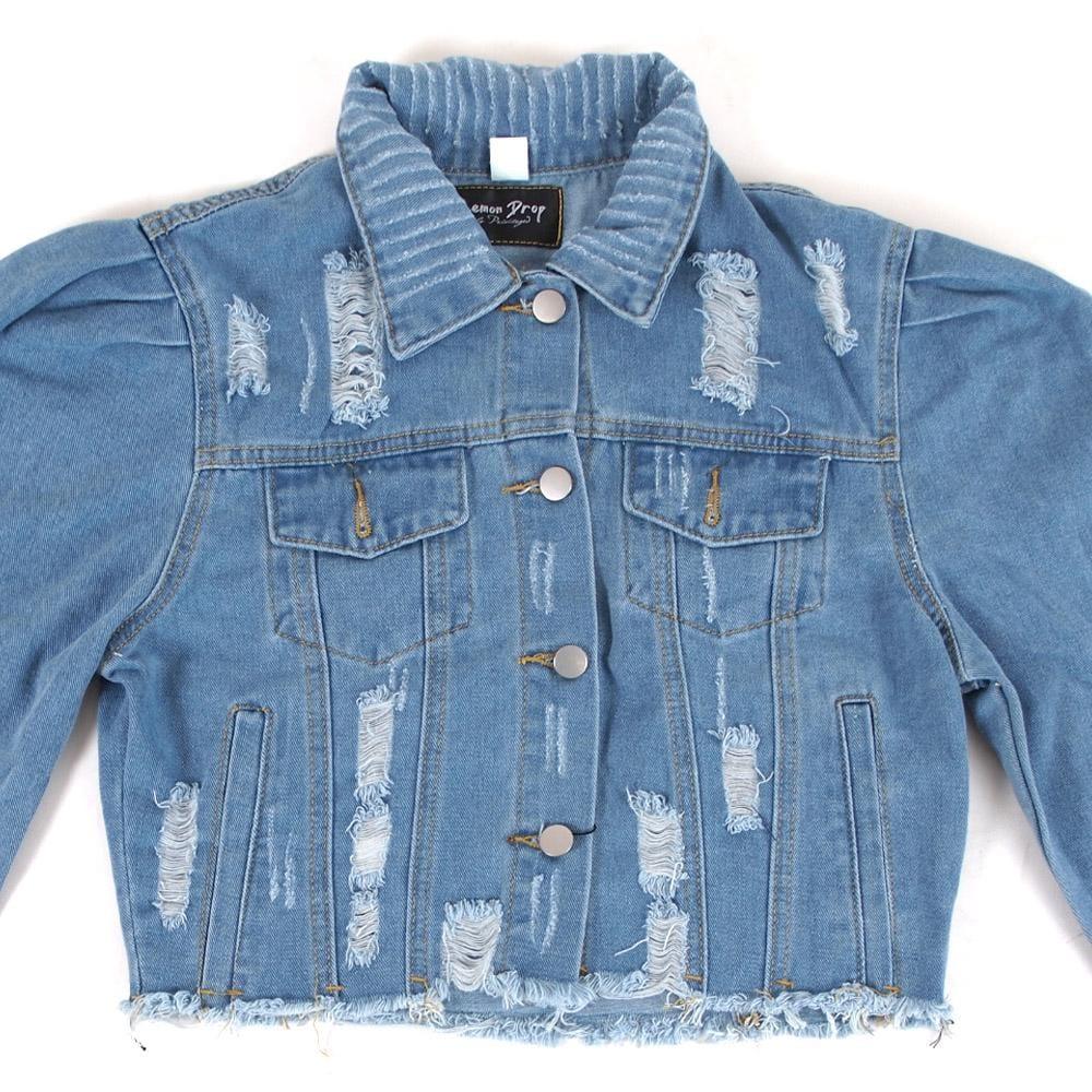Riley Puff Sleeve Denim Jacket - Image 4