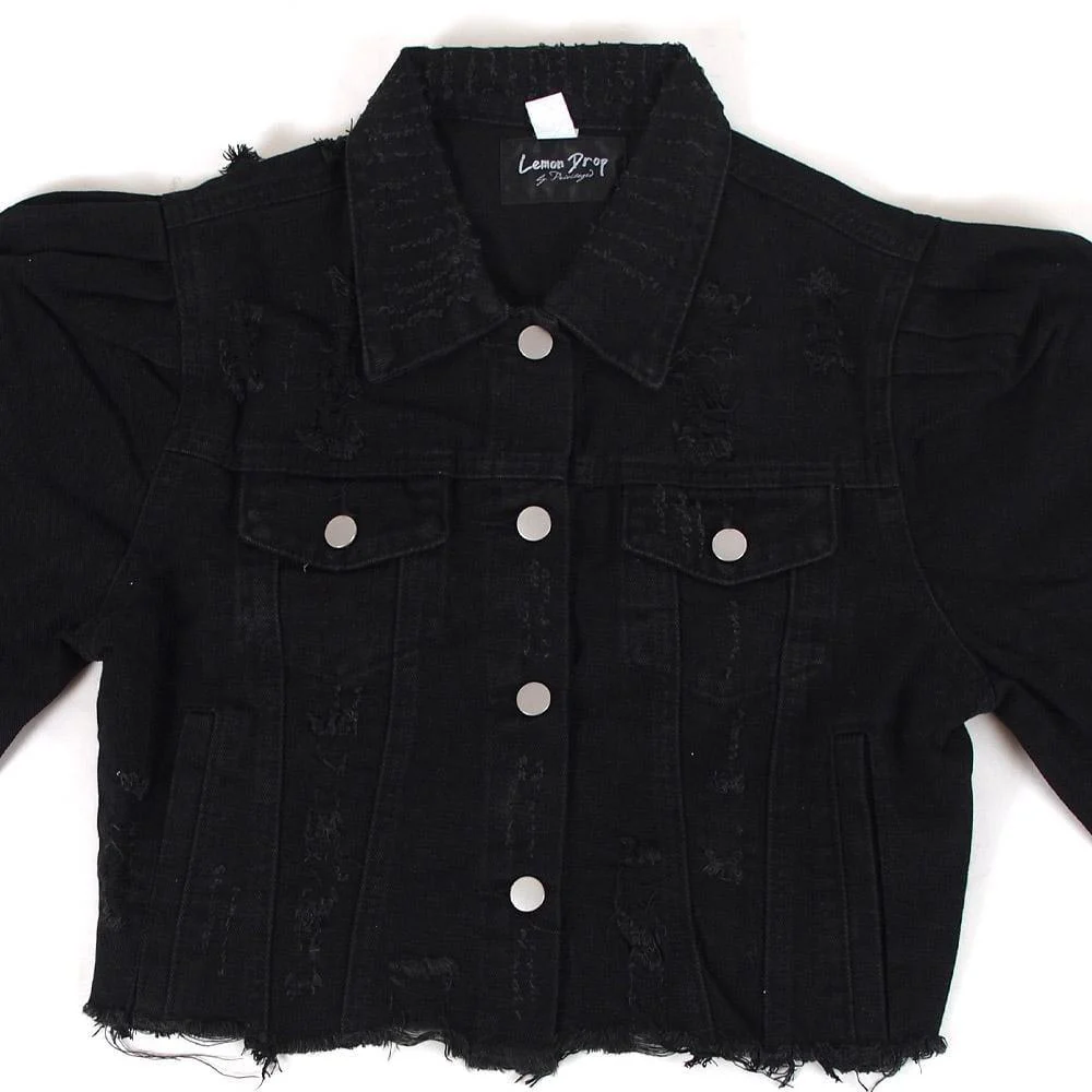 Riley Puff Sleeve Denim Jacket - Image 6
