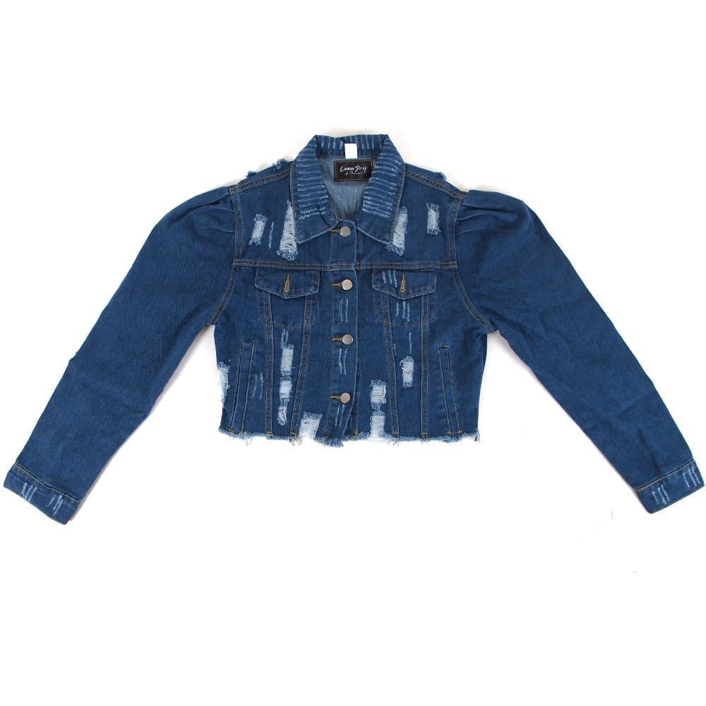 Riley Puff Sleeve Denim Jacket - Image 7