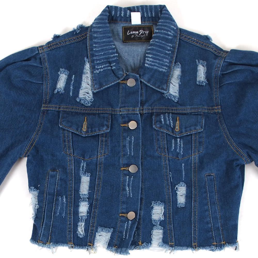 Riley Puff Sleeve Denim Jacket - Image 8